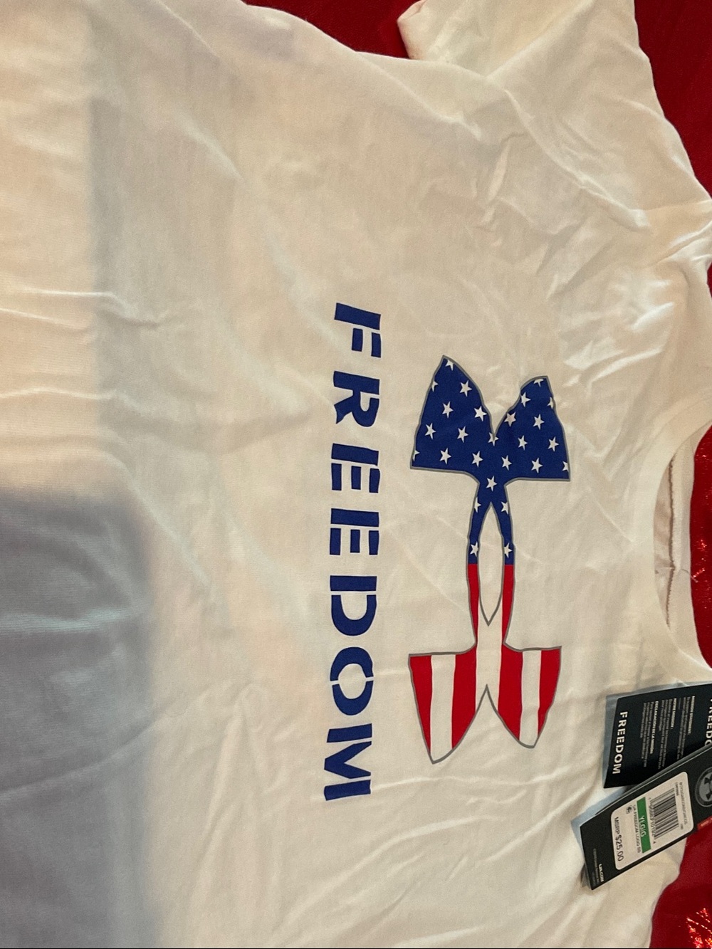 Under Armour White Tee with American Flag Logo